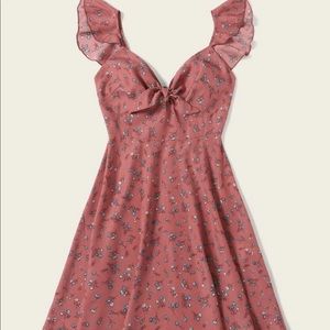 SHEIN ditsy floral knot neck ruffle trim dress